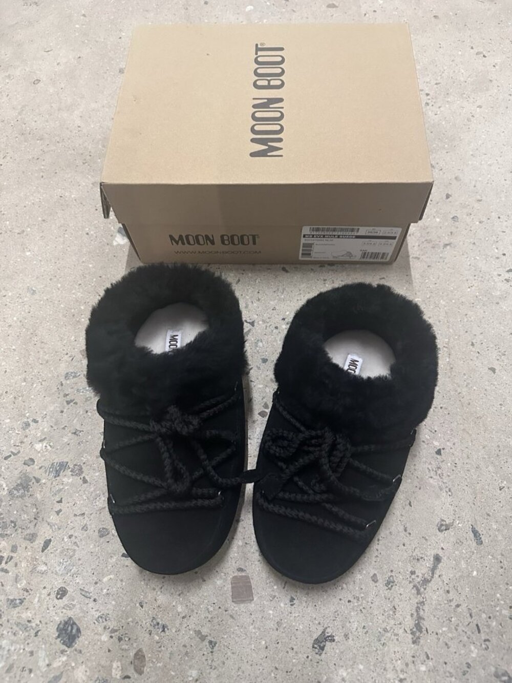 MOON BOOT Evx Mule Suede Boots Black & Natural